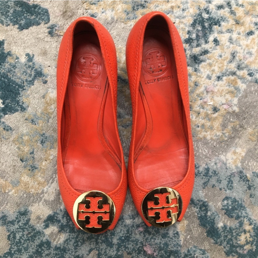 Tory Burch Burnt Orange Leather Slingback Heels Sandals Women’s size 8​